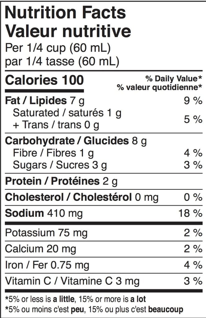 NONA Vegan Cheesy-Style Nutritional Information